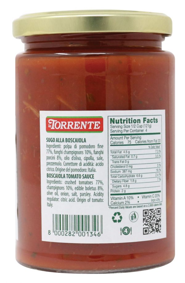 La Torrente Boscaiola Tomato Sauce Back