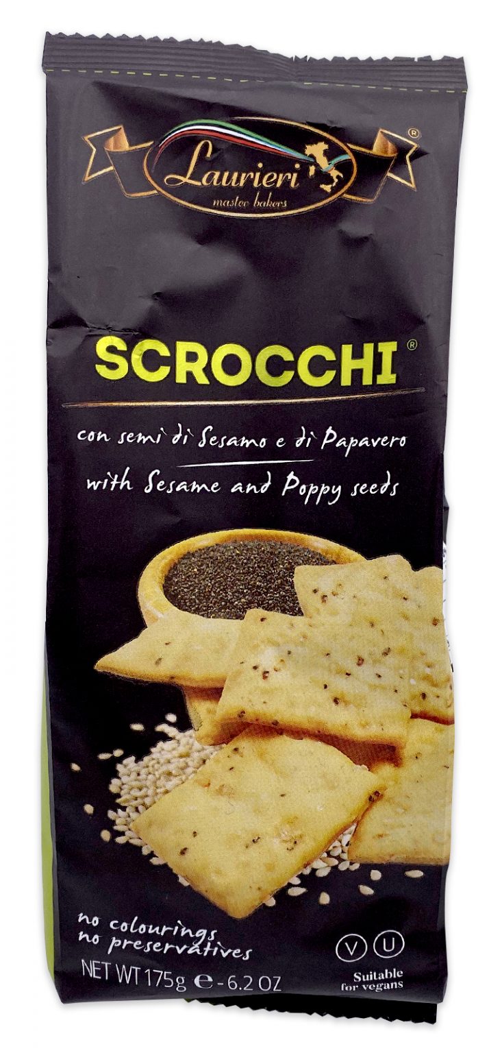 Laurieri Scrocchi Italian Sesame and Poppy Seed Crackers 175g
