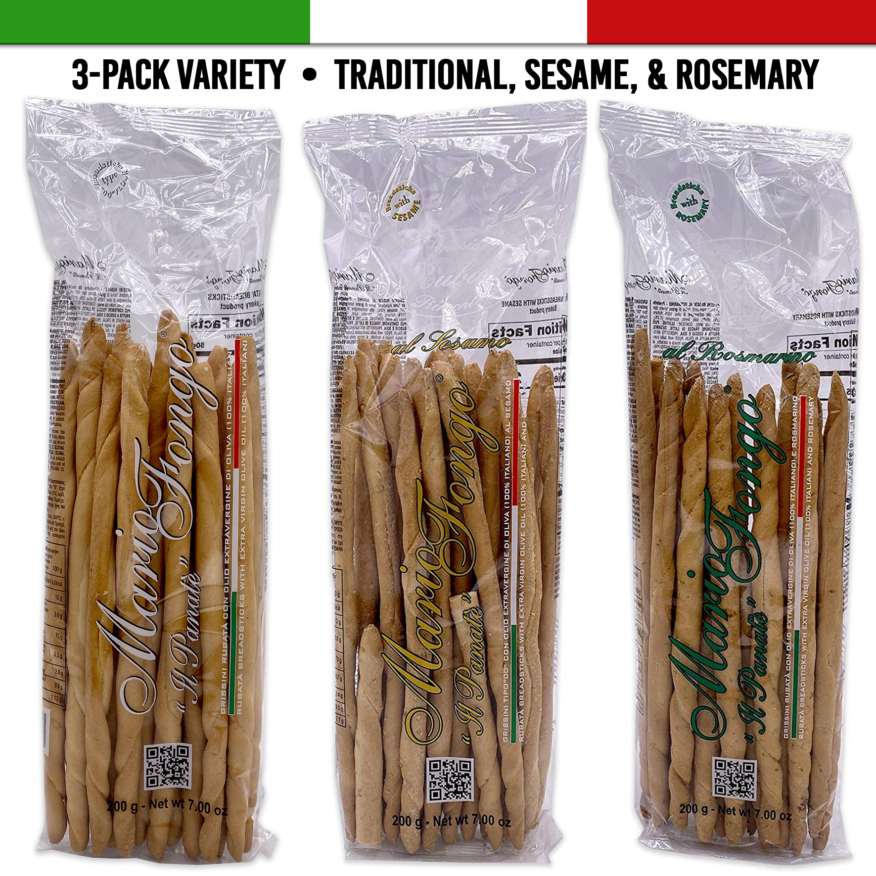 Mario Fongo HandStretched Breadsticks 3Pack Flavor Variety