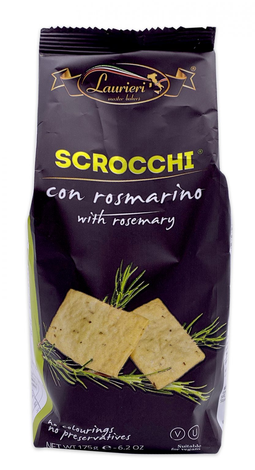 Laurieri Scrocchi Italian Rosemary Crackers 175g Artisanal Italian Foods