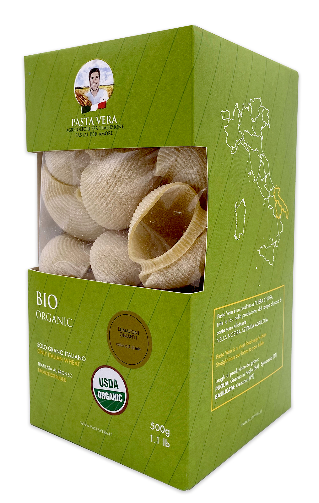 Pasta Vera Organic Conchiglioni Lumaconi Giganti Pasta - Artisanal Italian  Foods